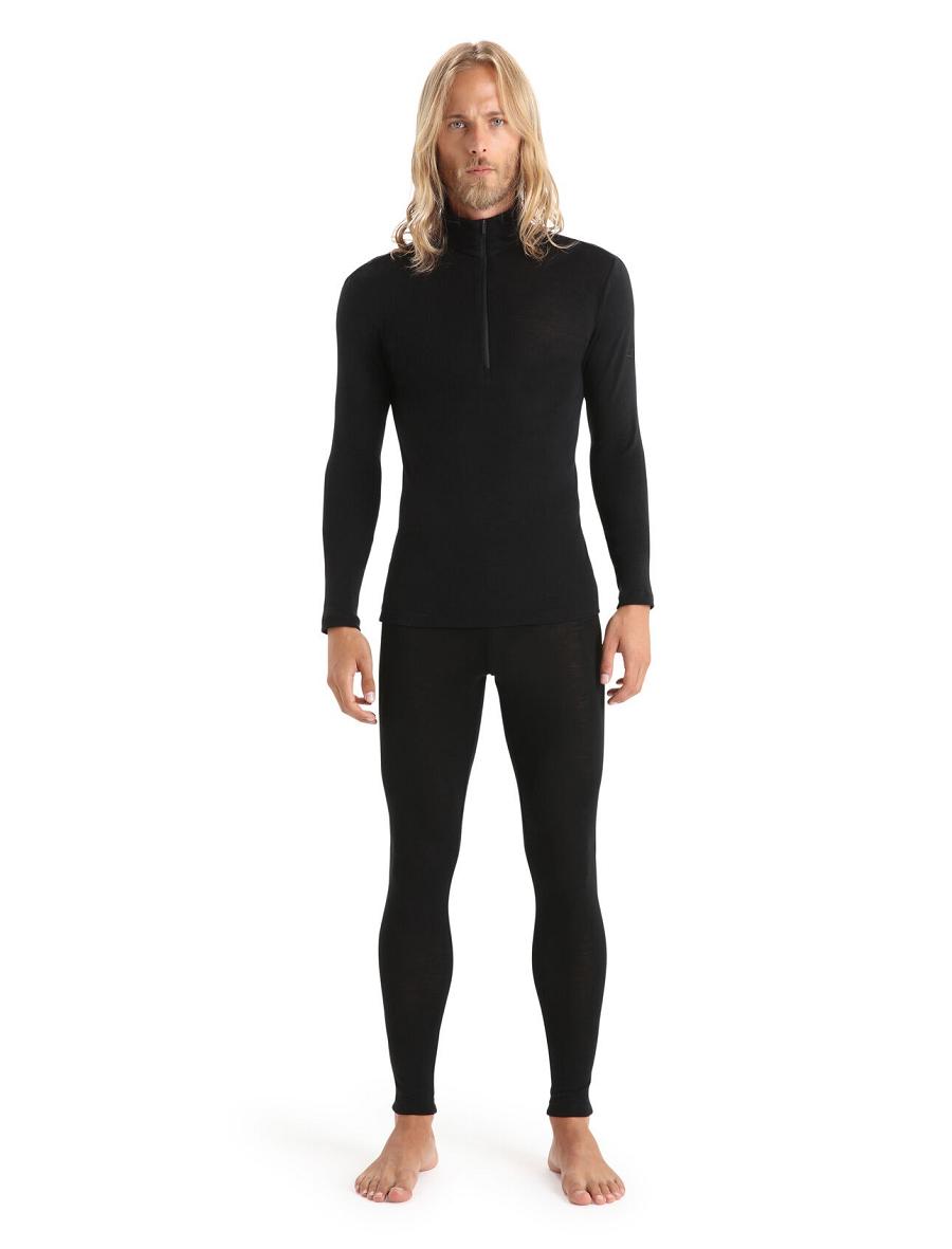 Men's Icebreaker Merino 175 Everyday Long Sleeve Half Zip Thermal Top Base Layers Black | CA 1576MQZA